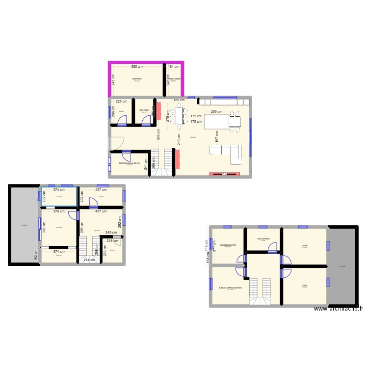 RODANGE . Plan de 19 pièces et 335 m2