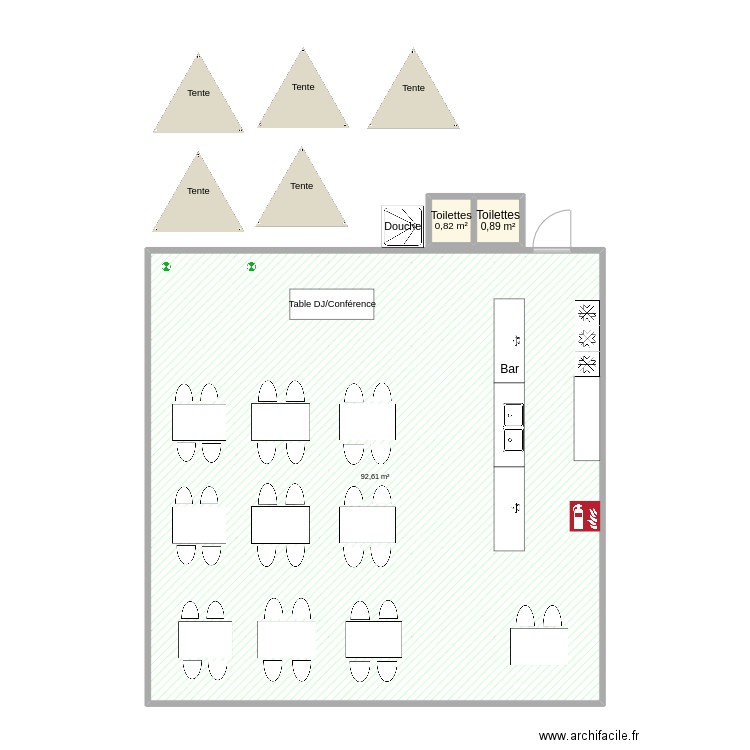 Stand I.es. Plan de 3 pièces et 94 m2