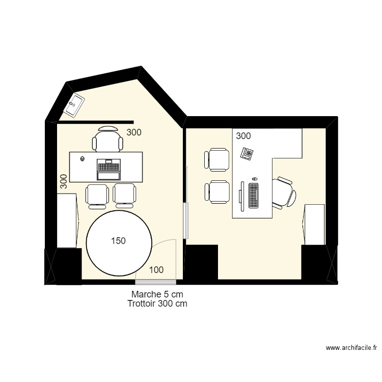 assurances. Plan de 1 pièce et 21 m2