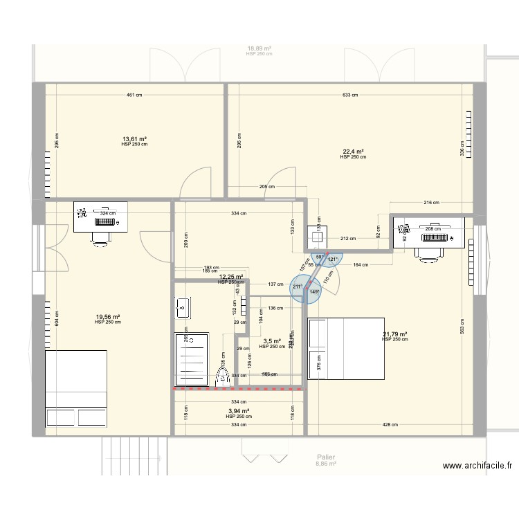 RdC Maison2. Plan de 14 pièces et 243 m2