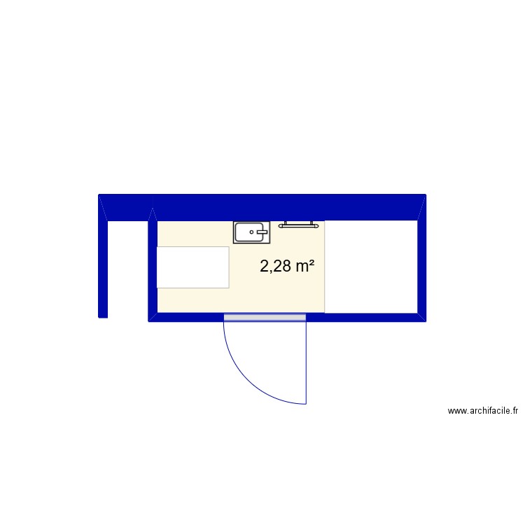 SdB--RDC. Plan de 1 pièce et 2 m2