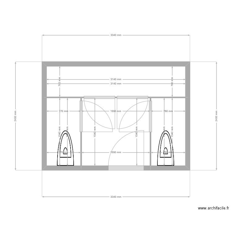 SANITAIRE 1ER GAUCHE OUVRANT INVERSE DES PORTES. Plan de 4 pièces et 7 m2