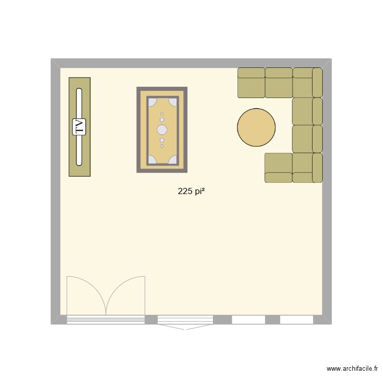 test. Plan de 1 pièce et 21 m2