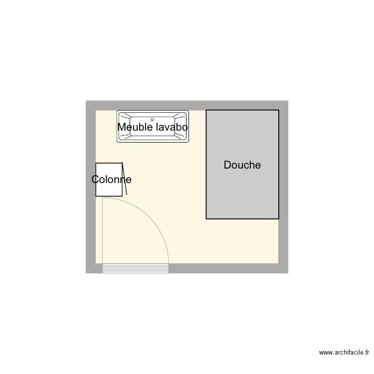 Sdb. Plan de 1 pièce et 3 m2