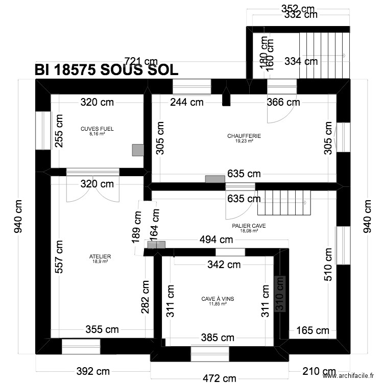 BI 18575.. Plan de 35 pièces et 443 m2