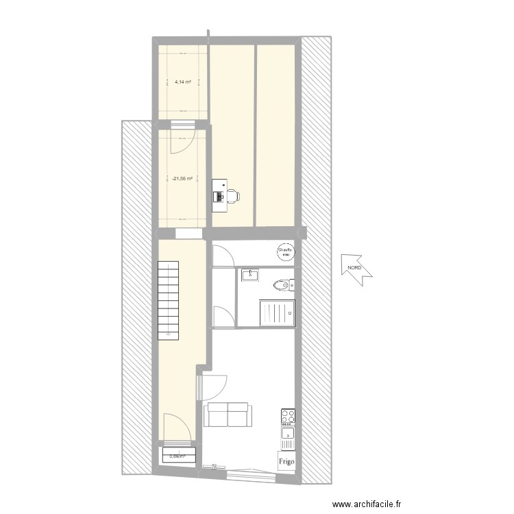 RDC Studio tiny ok. Plan de 3 pièces et 10 m2