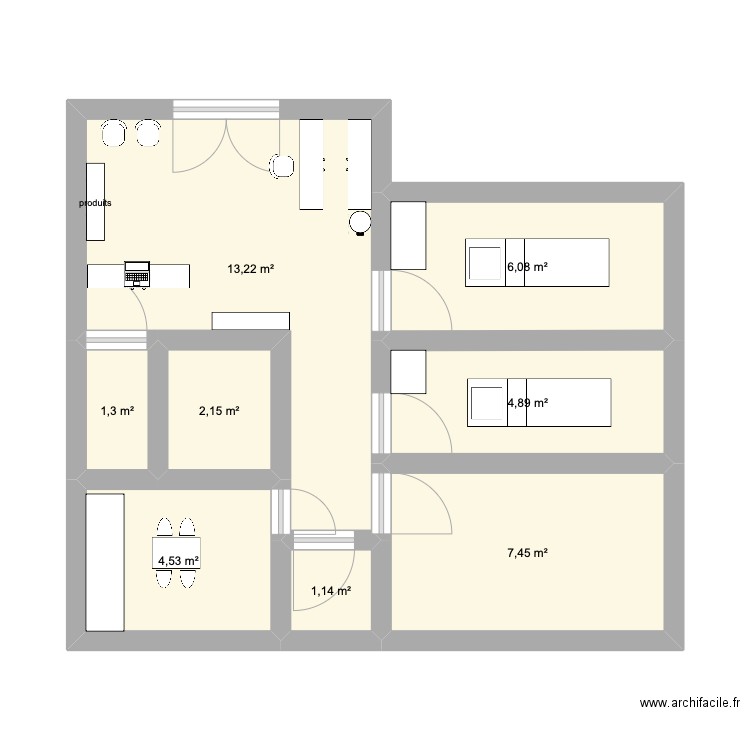 plan institut. Plan de 8 pièces et 41 m2