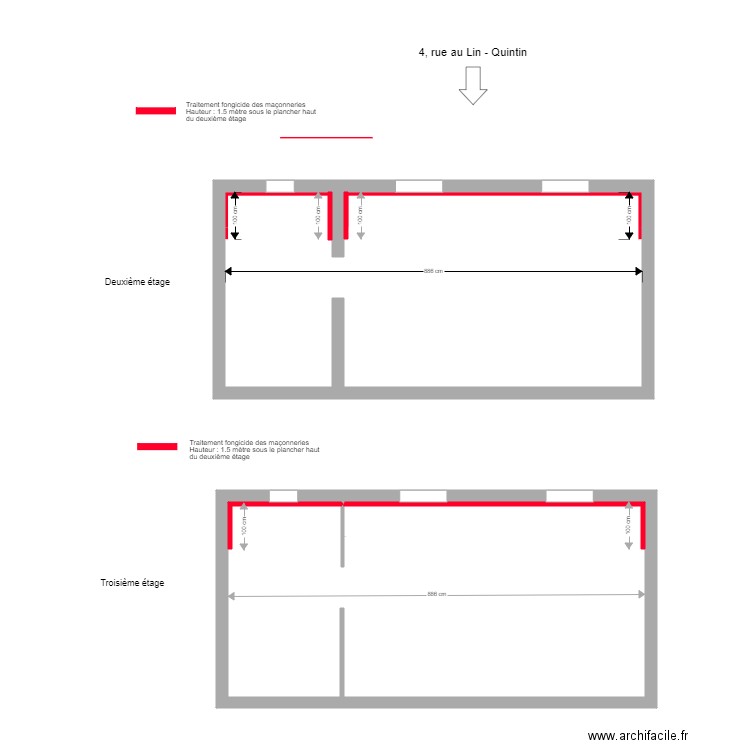 PIERRE - QUINTIN. Plan de 2 pièces et 72 m2