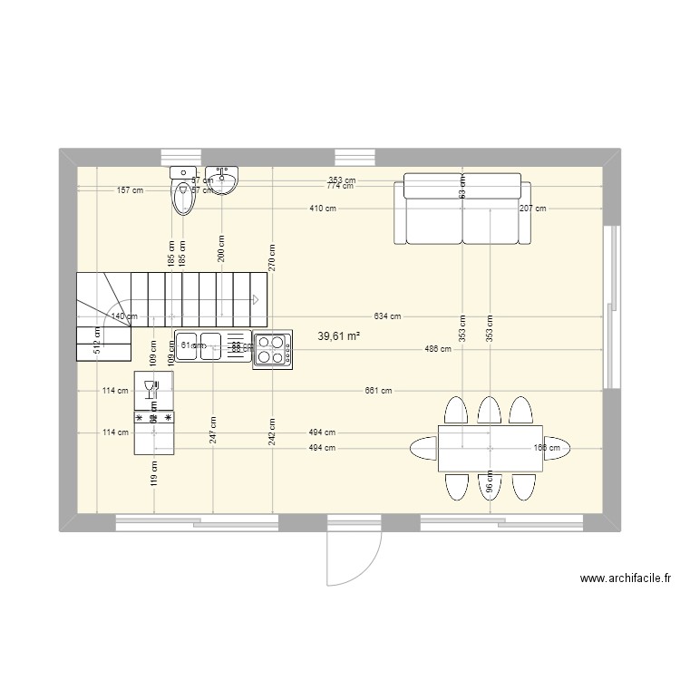 40 m2. Plan de 1 pièce et 40 m2