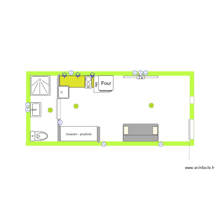 Studio. Plan de 0 pièce et 0 m2