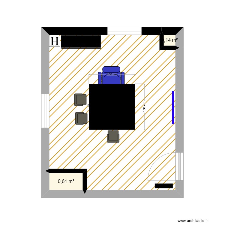 Bureau AFT. Plan de 3 pièces et 20 m2