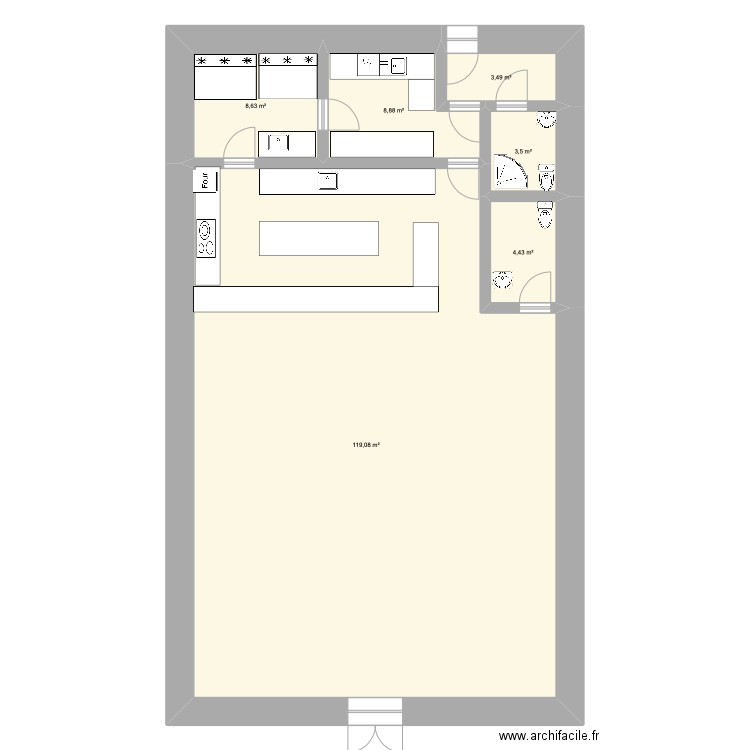 pppp. Plan de 6 pièces et 148 m2