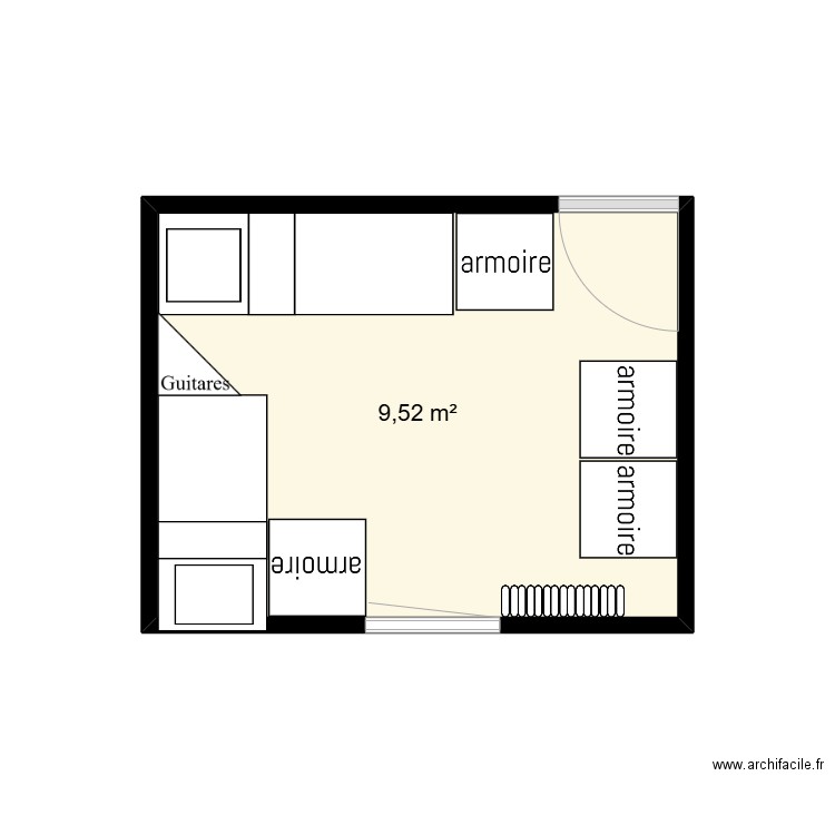 Demenagement 33 genottes. Plan de 1 pièce et 10 m2