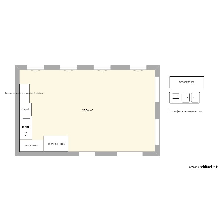 PLONGE PROVISOIRE CASTELNAU. Plan de 1 pièce et 38 m2