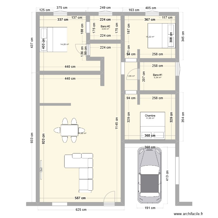 Casa Alexandra. Plan de 7 pièces et 106 m2