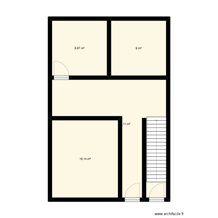 deux appart. Plan de 4 pièces et 55 m2