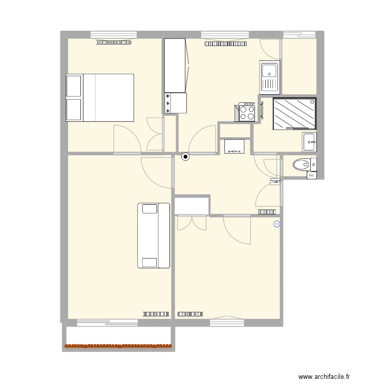 Grenoble meublé. Plan de 10 pièces et 52 m2