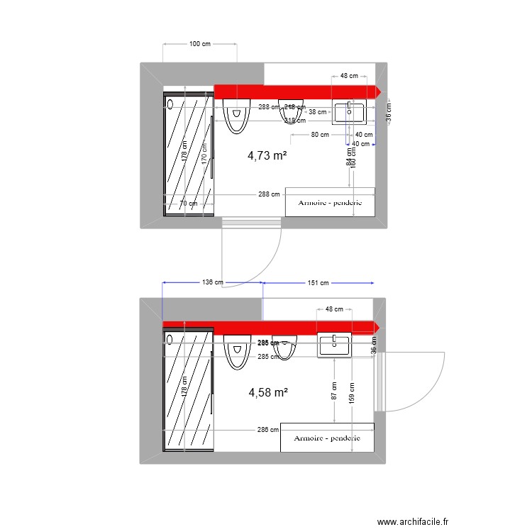 wc atelier . Plan de 2 pièces et 9 m2