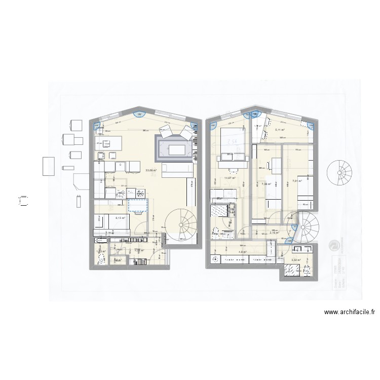 tour Italie 2. Plan de 12 pièces et 89 m2