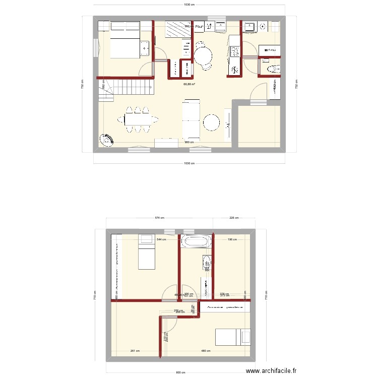 petite maison v1. Plan de 2 pièces et 115 m2