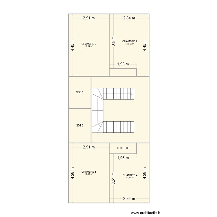 REP3 ETA. Plan de 9 pièces et 77 m2