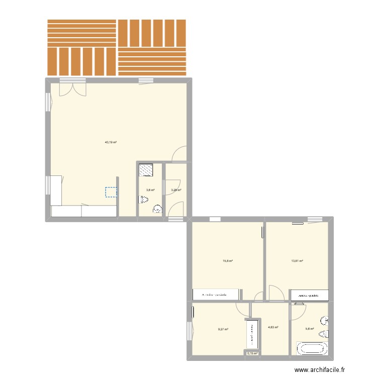 Maison La Balme. Plan de 9 pièces et 99 m2