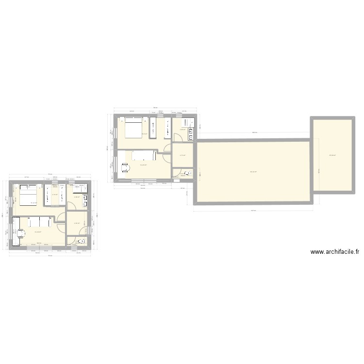 Extension 2-v3. Plan de 13 pièces et 166 m2