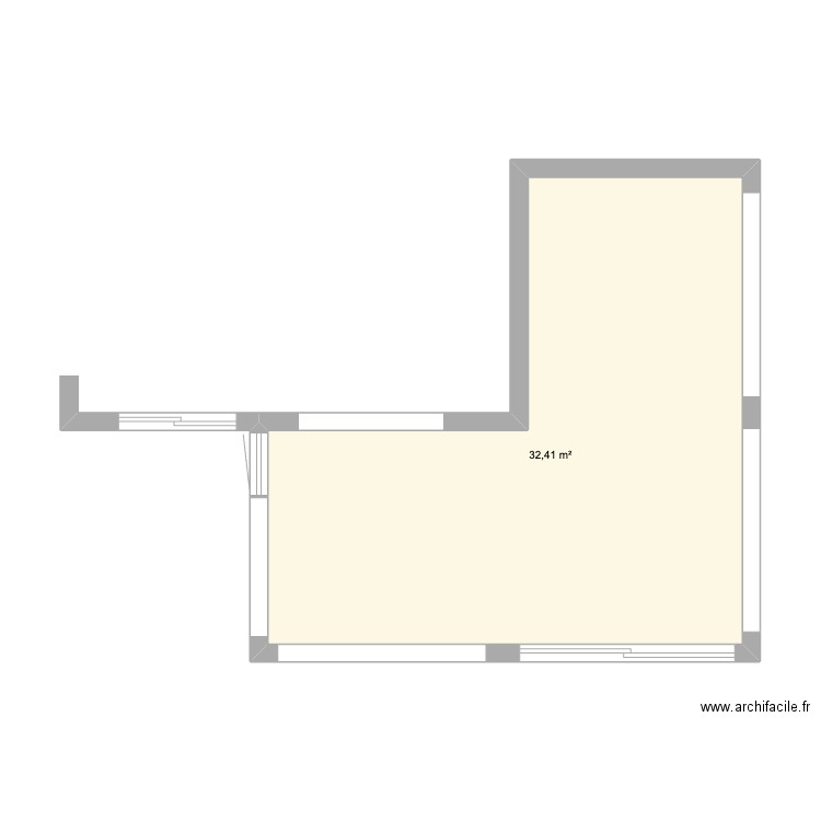 Nouvelle cuisine-salon. Plan de 1 pièce et 32 m2