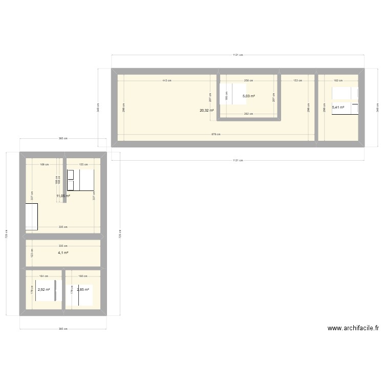 chambres ferme des paillanches. Plan de 7 pièces et 52 m2