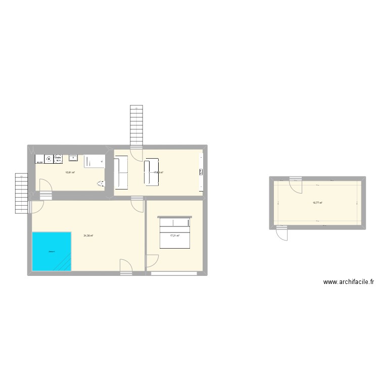 R-1. Plan de 6 pièces et 97 m2