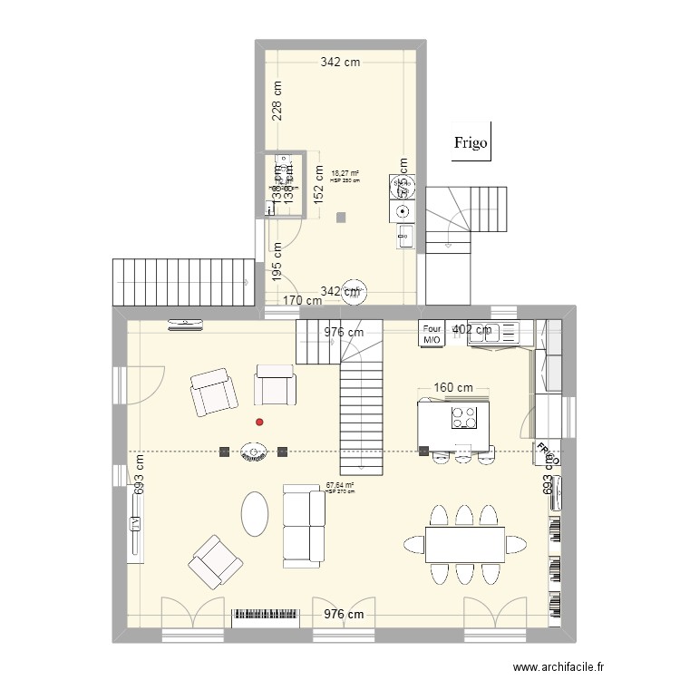 Rouret RdC V21. Plan de 3 pièces et 87 m2