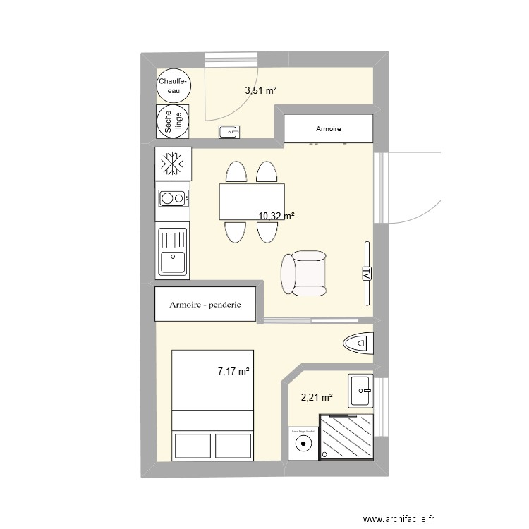 fadom10. Plan de 4 pièces et 23 m2