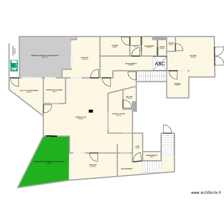 NOUVEAU GARDEY. Plan de 24 pièces et 238 m2