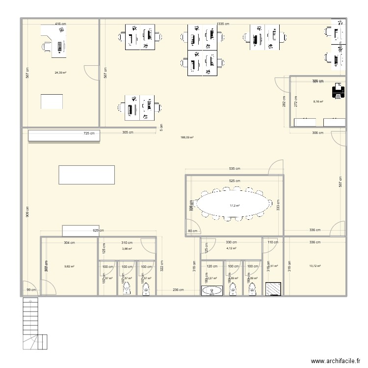 Base Tx Brignoud. Plan de 15 pièces et 259 m2