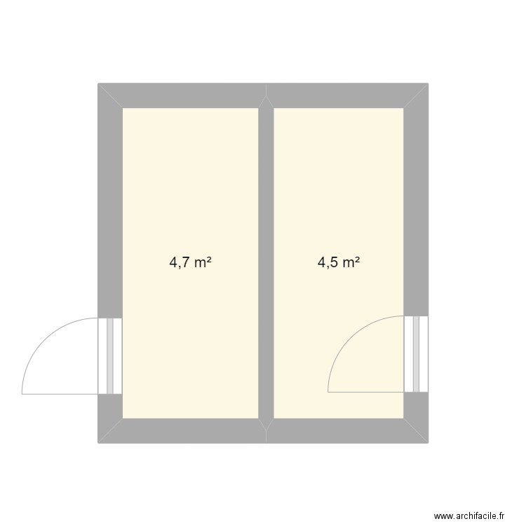 Chambres Enfants. Plan de 2 pièces et 9 m2