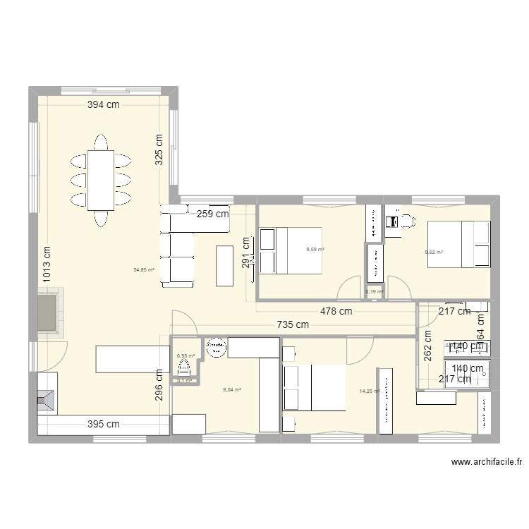 Maison. Plan de 9 pièces et 103 m2