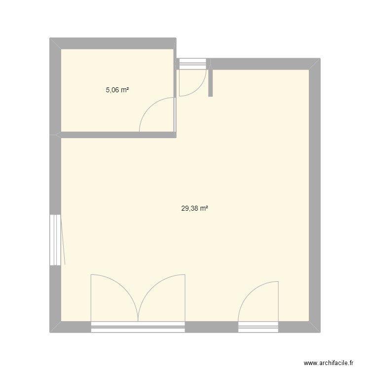 MAmie Framboise. Plan de 2 pièces et 34 m2