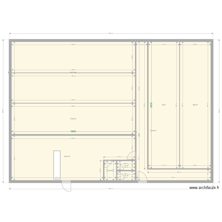 boulodrome. Plan de 9 pièces et 267 m2