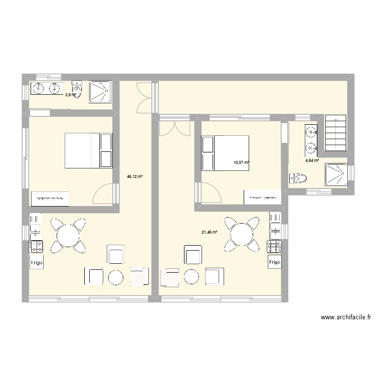 Tanguy 3ème. Plan de 5 pièces et 87 m2