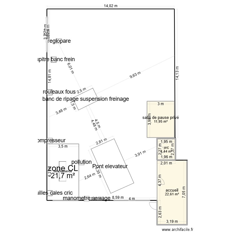 cta. Plan de 4 pièces et 61 m2