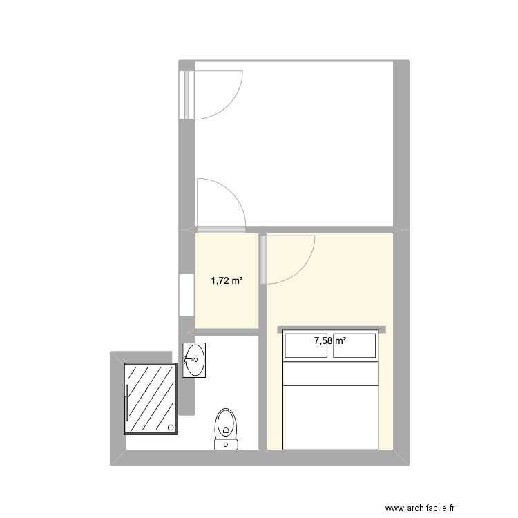 Valois. Plan de 2 pièces et 9 m2