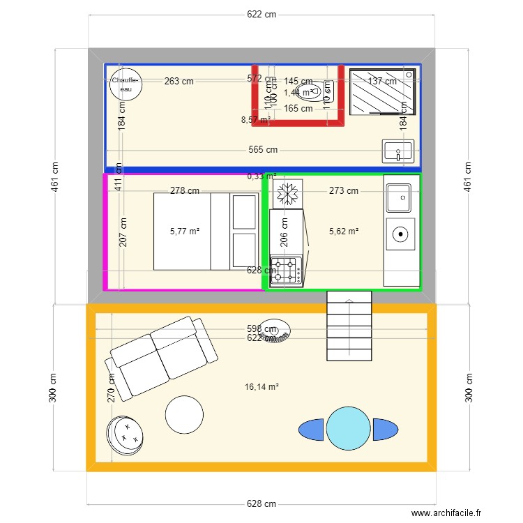 projet 1. Plan de 6 pièces et 61 m2