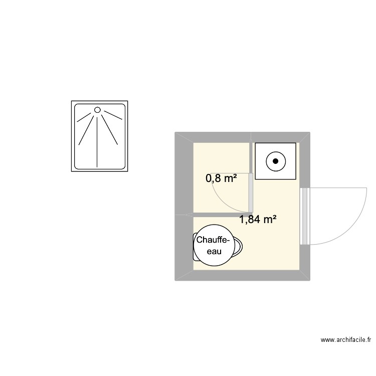 AVJV SDB. Plan de 2 pièces et 3 m2