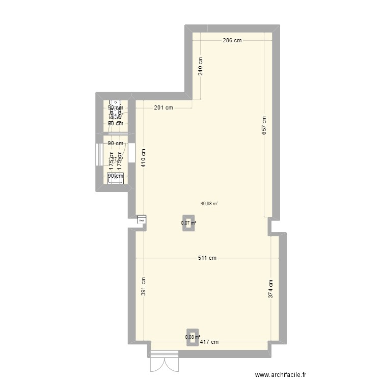 PLAN MANIN. Plan de 5 pièces et 53 m2