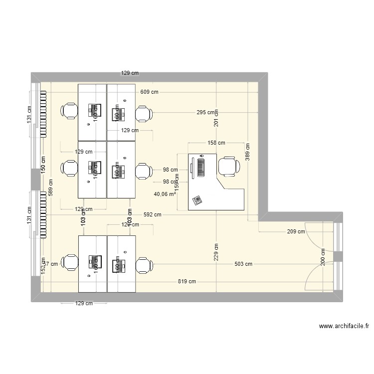 bureau appro v2. Plan de 1 pièce et 40 m2