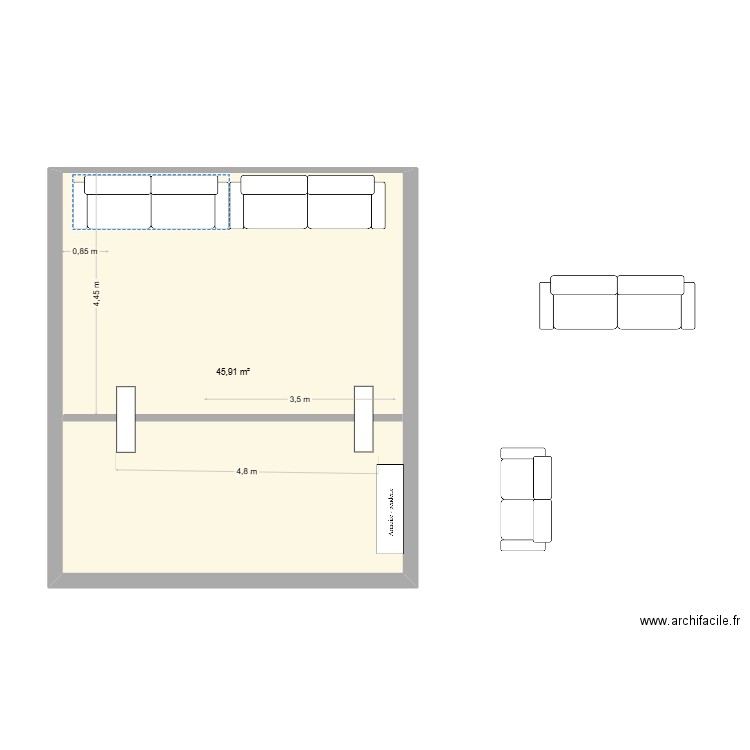 New HC_02. Plan de 1 pièce et 46 m2