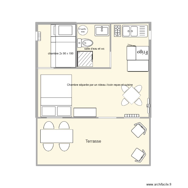 Chalet 24m²  v2. Plan de 4 pièces et 30 m2