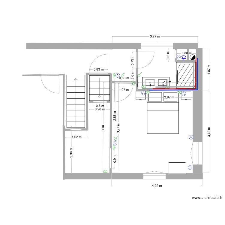 chambre Sdb. Plan de 0 pièce et 0 m2