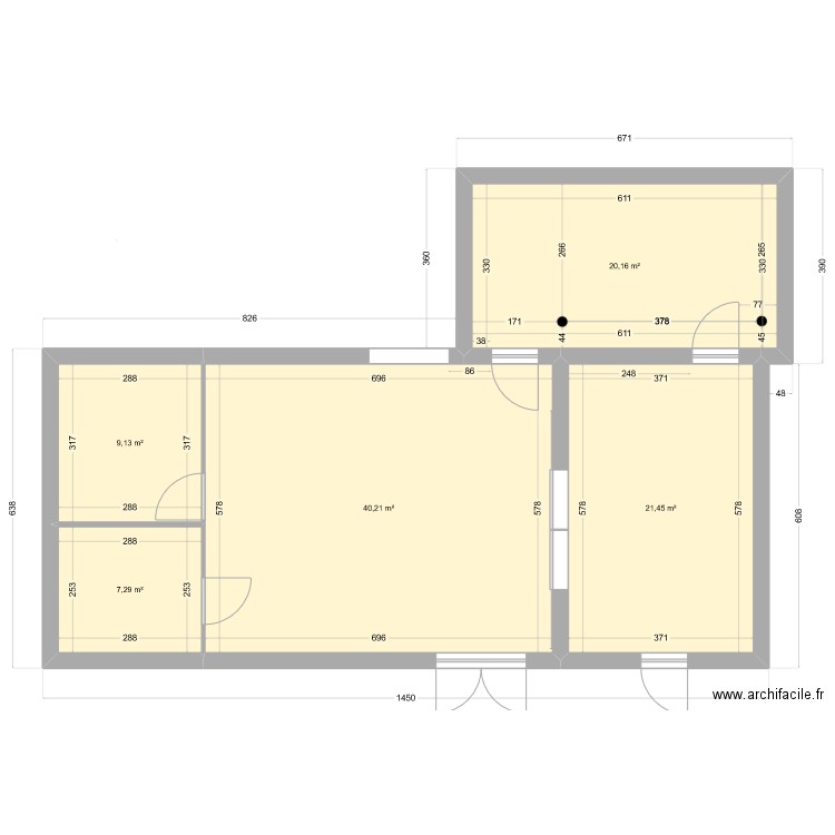 hall bouliste 2. Plan de 20 pièces et 396 m2