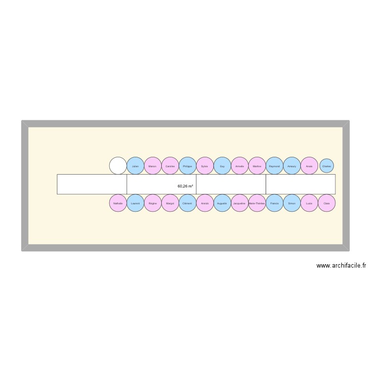 Catherinette. Plan de 1 pièce et 60 m2